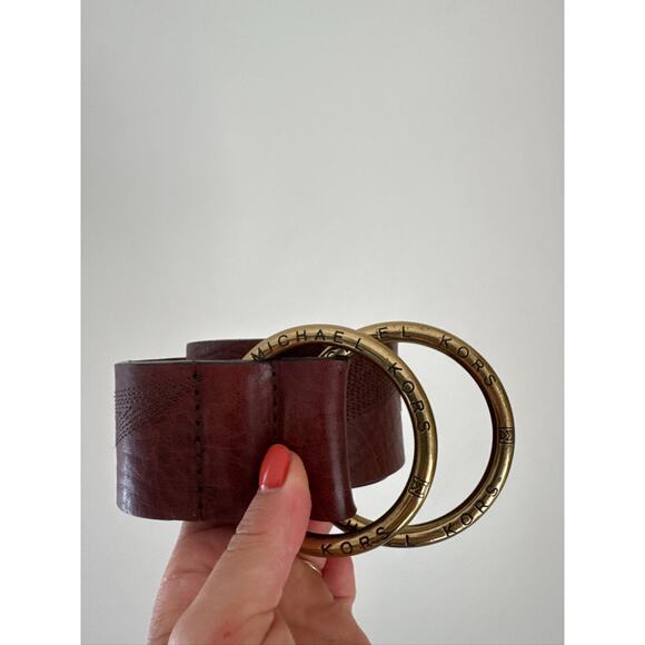 Michael Kors Vintage Y2K Genuine Leather Double Ring Belt , Size M/L - Picture 1 of 6
